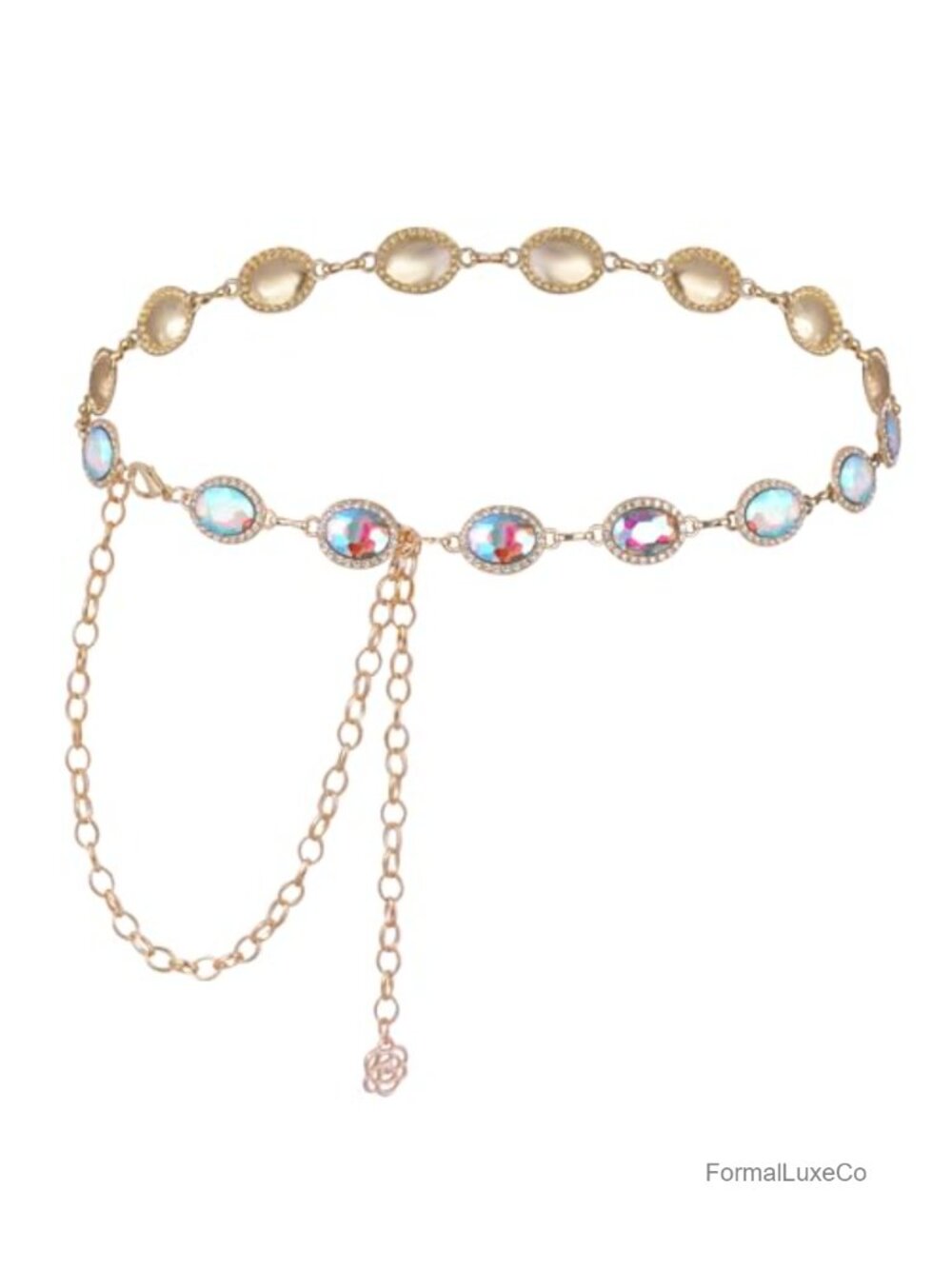 Red Rhinestone Western Chain Belt Metal Waist Chain for Women Dress Jeans